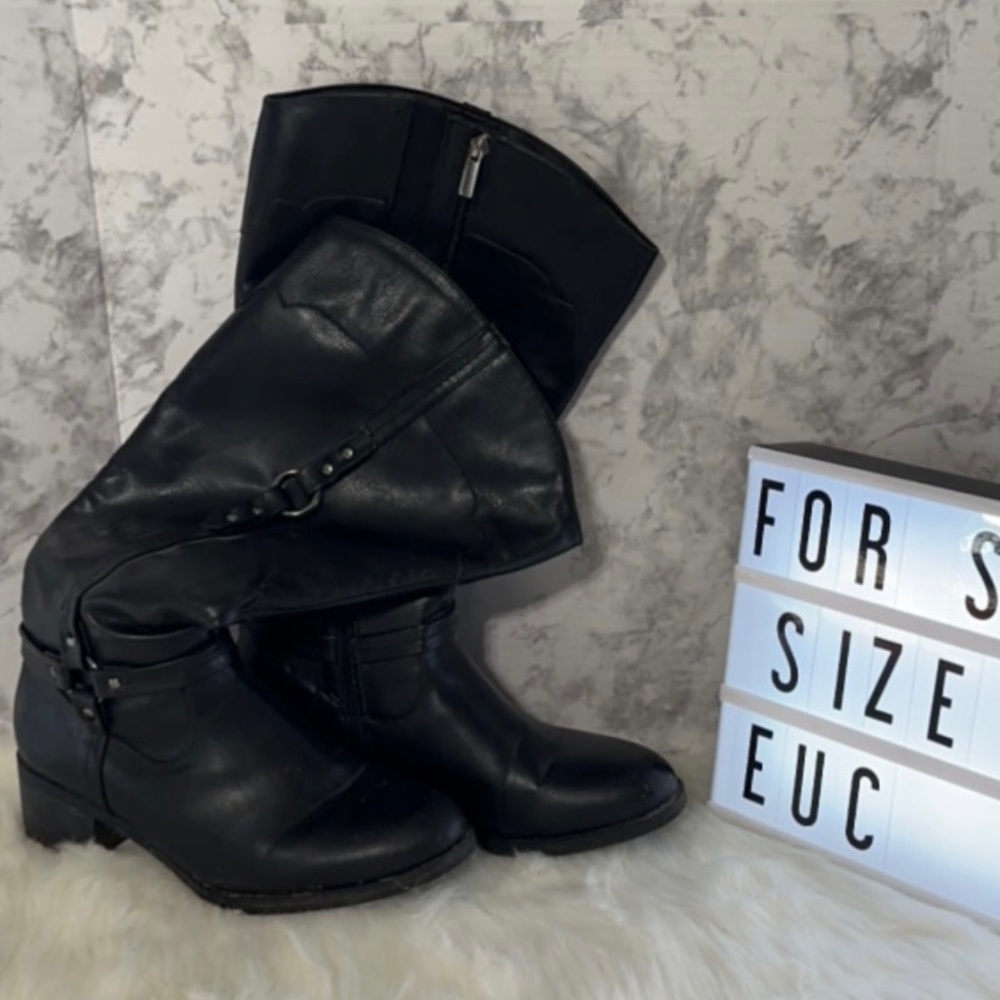 CLOUDWALKERS Women's Size 9.5 Wide leather Boot - Black CLOUD-WALKERS
